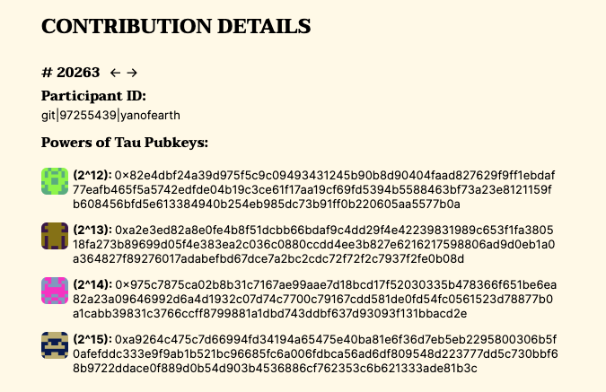 Contribution receipt as provided by the KZG Sequencer